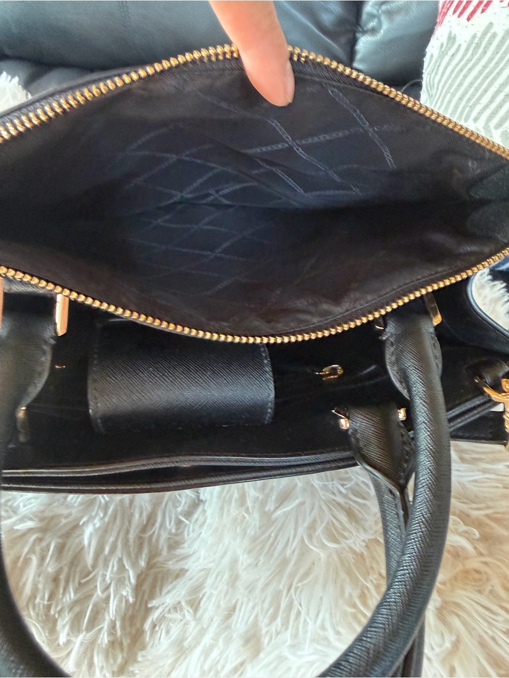 Michael Kors Black Leather Satchel with Gold Accents - Picture 7 of 10